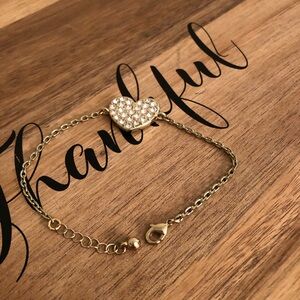 Silvertone Rhinestone Heart Bracelet